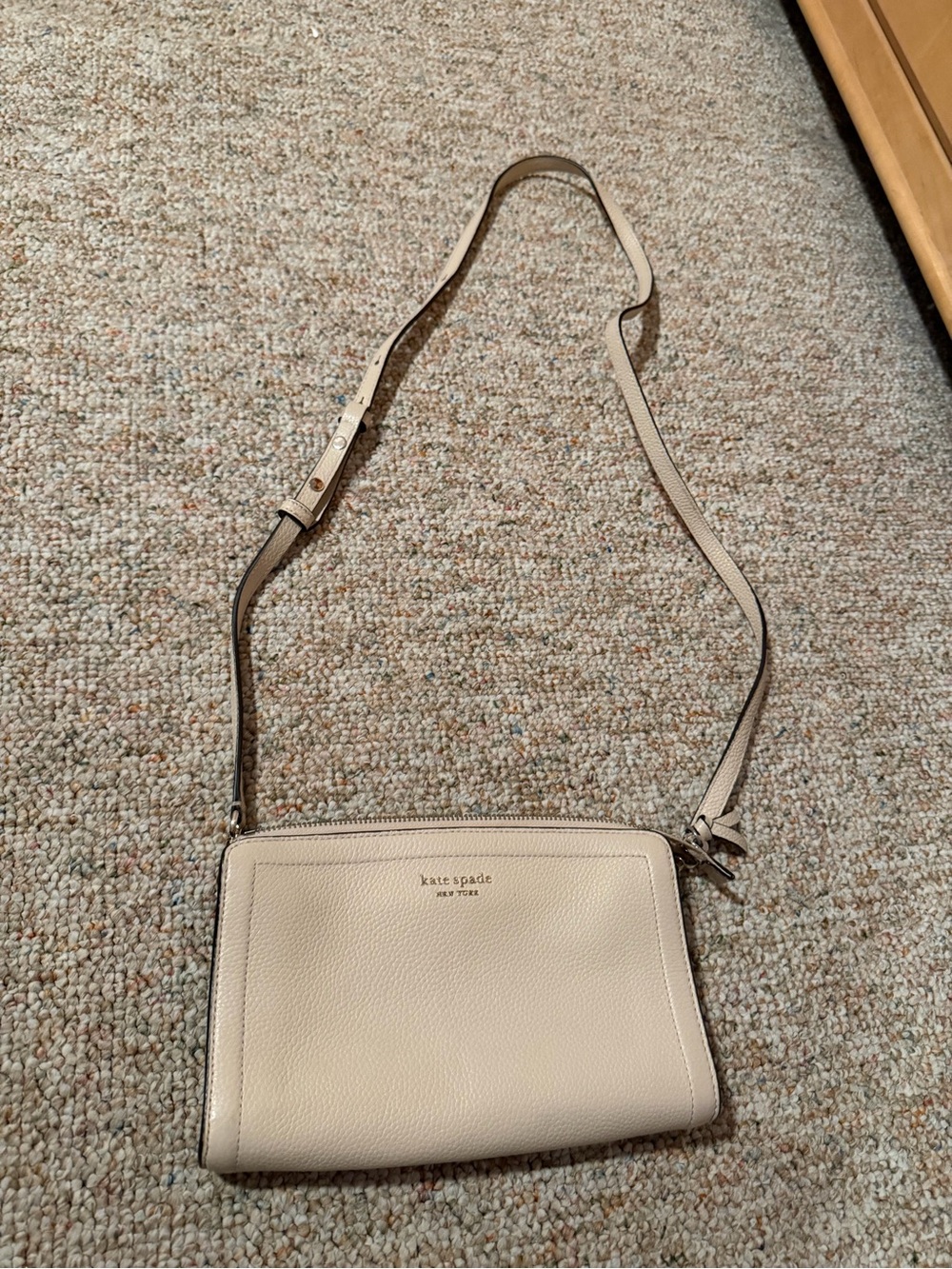 kate spade Pebble Leather Cream Crossbody Bag